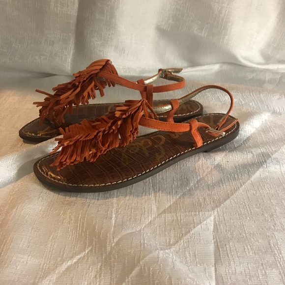 Sam Edelman Orange suede sandals sz 6.5 NBW - Picture 6 of 8